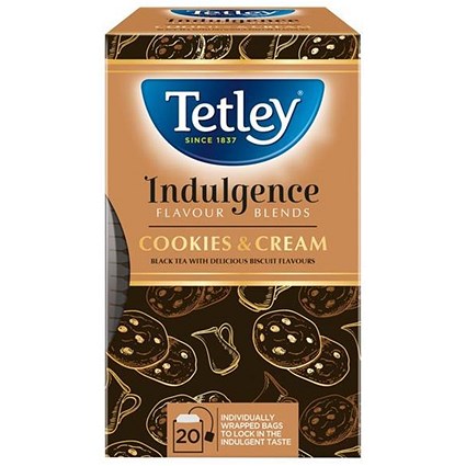 Tetley Indulgence Teabags / Cookies & Cream / String & Tag / 20 Bags