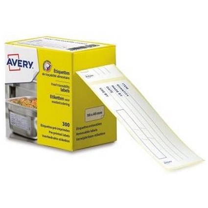 Avery Food Traceability Labels Roll / Removable & Pre-printed / Microperforated / 300 Labels