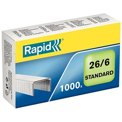 Rapid 26/6mm Staples / Pack of 1000