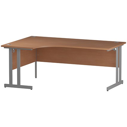 Trexus 1800mm Corner Desk, Left Hand, Silver Legs, Beech