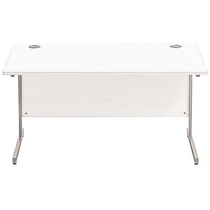 Sonix 1400mm Rectangular Desk / Silver Legs / White