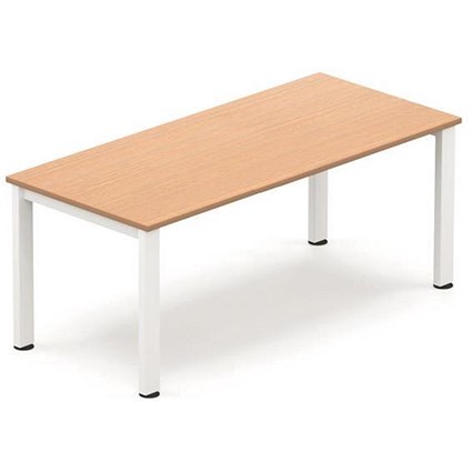 Sonix Rectangular Meeting Table / White Legs / 1800mm / Beech