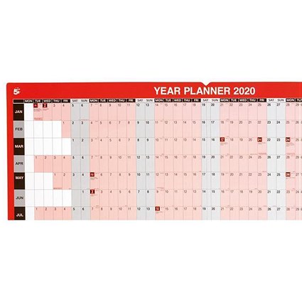 5 Star 2020 Year Planner, Mounted, 915x610mm
