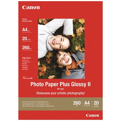 Canon PP201 Glossy Photo Paper, 130x180mm, White, 260gsm, Pack of 20
