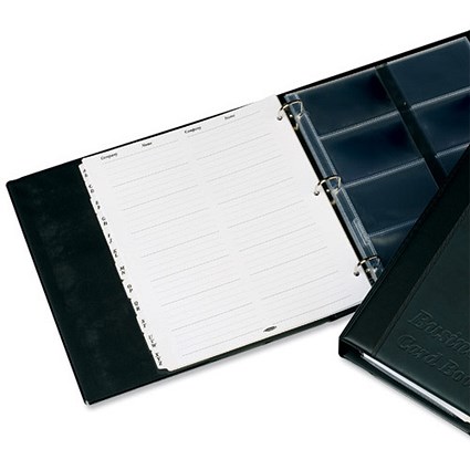 Business Card Book PVC with A-Z Index for 240 Cards 292x279mm Black