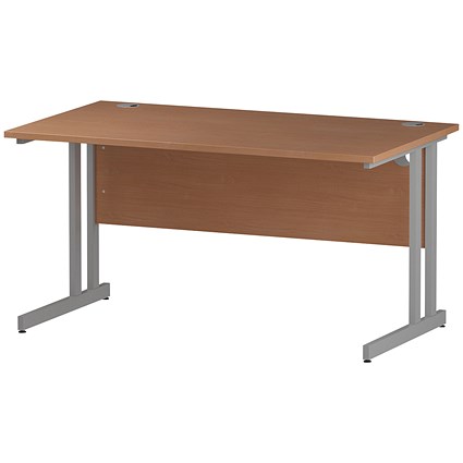 Trexus 1400mm Rectangular Desk, Silver Legs, Beech