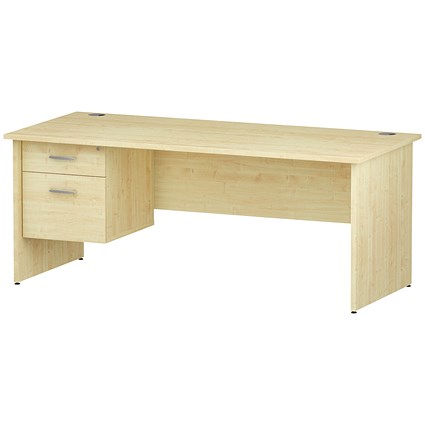 Trexus 1800mm Rectangular Desk, Panel Legs, 2 Drawer Pedestal, Maple