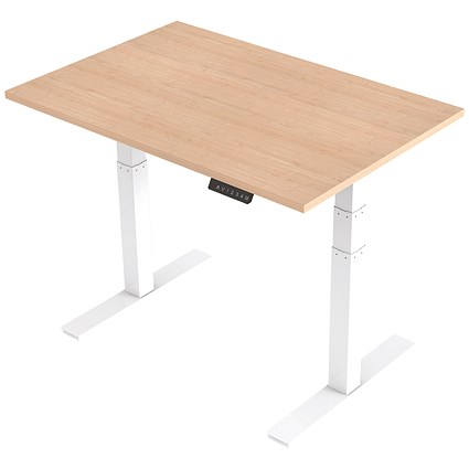 Trexus Height-adjustable Desk, White Legs, 1200mm, Maple