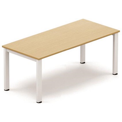 Sonix Rectangular Meeting Table / White Legs / 1800mm / Oak