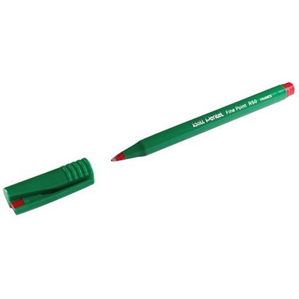 Pentel R50 Rollerball Pen / Water-Based Ink / Red / Pack of 12