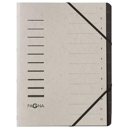 Pagna Pro Elasticated Files / 12-Part / A4 / Grey / Pack of 5