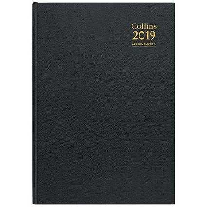Collins 2019 Appointments Diary / Week To View / A4 / Black