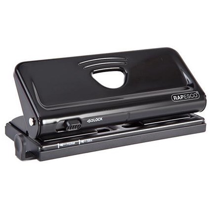 Rapesco Adjustable 6-Hole Punch / Black / Punch capacity: 10 Sheets