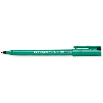 Pentel R50 Rollerball Pen / Water-Based Ink / Green / Pack of 12