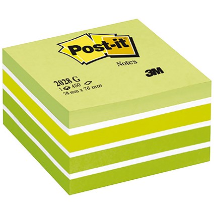 Post-it Note Cube, 450 Sheets, 76x76mm, Pastel Green