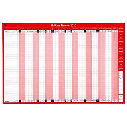 5 Star 2020 Holiday Planner, Unmounted, 915x610mm