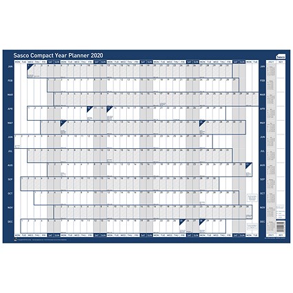 Sasco 2020 Compact Year Planner, Unmounted, 610x410mm