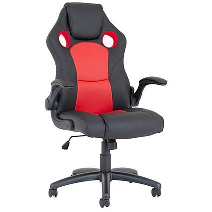 Trexus Enzo Leather Racing Chair - Red and Black
