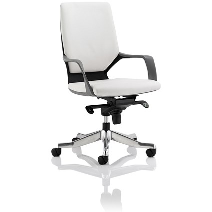 Adroit Xenon Medium Back Executive Chair, Black Shell, White Leather
