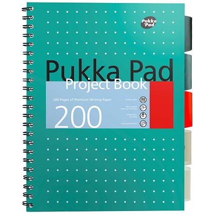 Pukka Pad Wirebound Project Book, A4, Ruled & Perforated, 200 Pages, Pack of 3