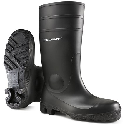 Dunlop Protomaster Full Safety PVC Wellington Boots, Black, 6 Dunlop Protomaster Full Safety PVC Wellington Boots, Black, 6