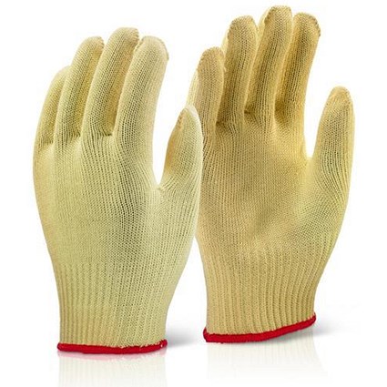 Click Kutstop Kevlar Mediumweight Dotted Glove, Medium, Yellow, Pack of 10