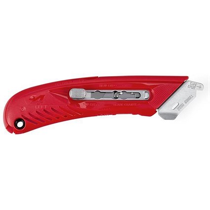 Pacific Handy Cutter Left Safety Cutter, Ergonomic Design, Red