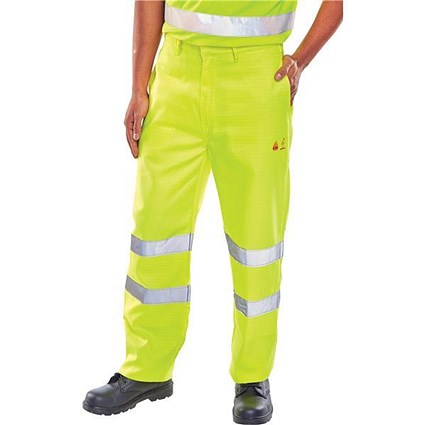 Click Fire Retardant Trousers, Anti-static, Size 44-Tall, Yellow