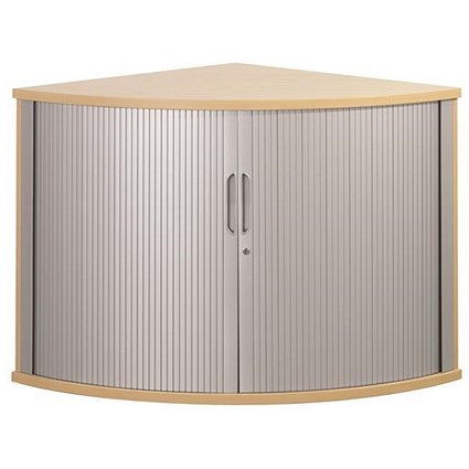 Sonix Low Corner Tambour Cupboard / 1 Shelf / 730mm High / Beech
