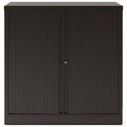 Trexus Medium Side Opening Tambour Cupboard, 1000mm High, Black