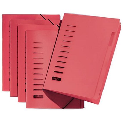 Pagna Classic Elasticated Files / 6-Part / A4 / Red / Pack of 5