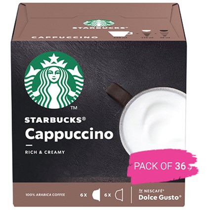 Starbucks Cappuccino Dolce Gusto Capsules, 12 Capsules, Pack of 3