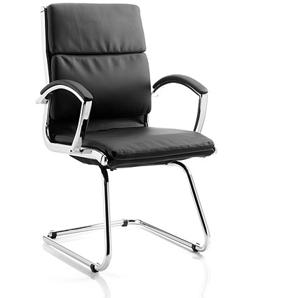 Adroit Classic Visitor Cantilever Leather Chair - Black