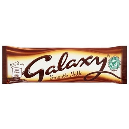 Galaxy Milk Chocolate Bar, 42g, Pack of 24