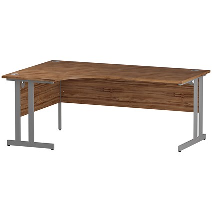 Trexus 1800mm Corner Desk, Left Hand, Silver Legs, Walnut