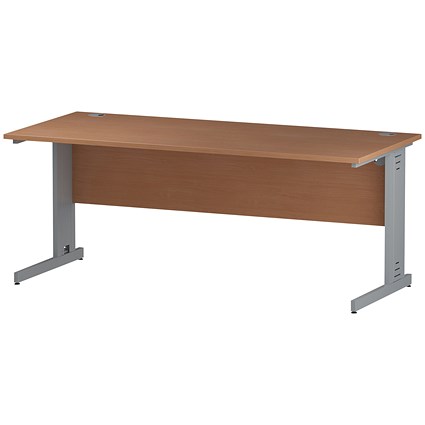 Trexus 1800mm Rectangular Desk, Cable Managed Silver Legs, Beech