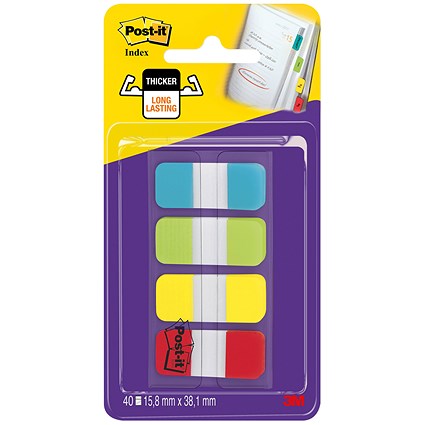 Post-it Small Index Flags Repositionable Tabs, Assorted Colours, 40 Flags