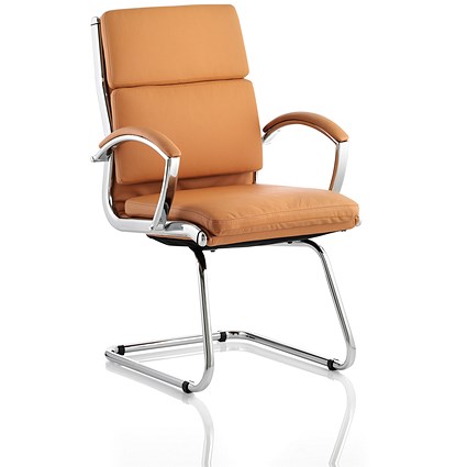 Adroit Classic Visitor Cantilever Leather Chair - Tan