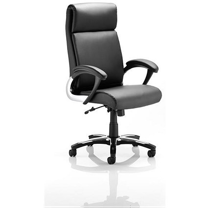 Trexus Romeo Leather Executive Folding Chair, Black