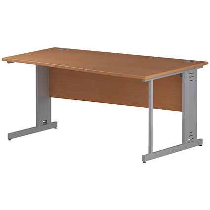 Trexus 1600mm Wave Desk, Right Hand, Cable Managed Silver Legs, Beech