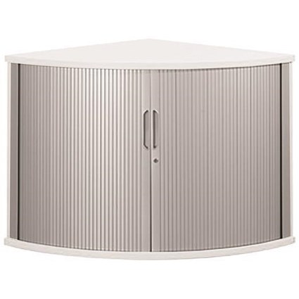 Sonix Low Corner Tambour Cupboard / 1 Shelf / 730mm High / White
