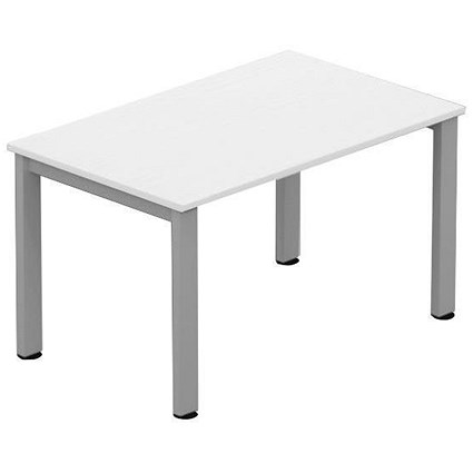 Sonix Rectangular Meeting Table / Silver Legs / 1200mm / White