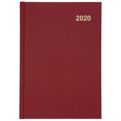 5 Star 2020 Diary, Two Days to a Page, A5, Red