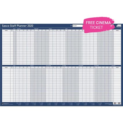 Sasco 2020 Staff Planner, Unmounted, 915x610mm