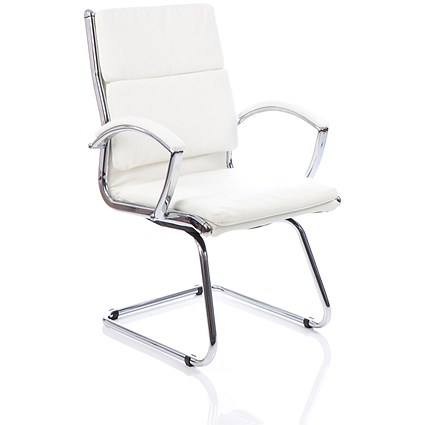 Adroit Classic Visitor Cantilever Leather Chair - White