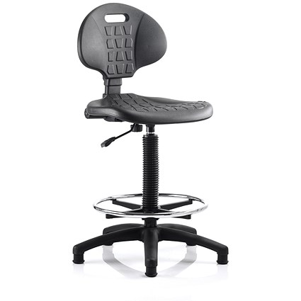 Trexus Malaga HiRise Draughtsman Task Operator Chair, Polyurethane Seat And Back, Black