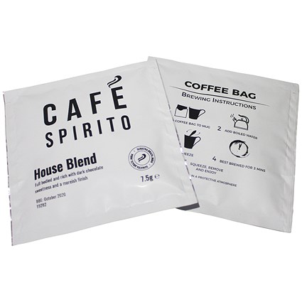 Cafe Spirito House Blend Coffee Bags - Pack of 100
