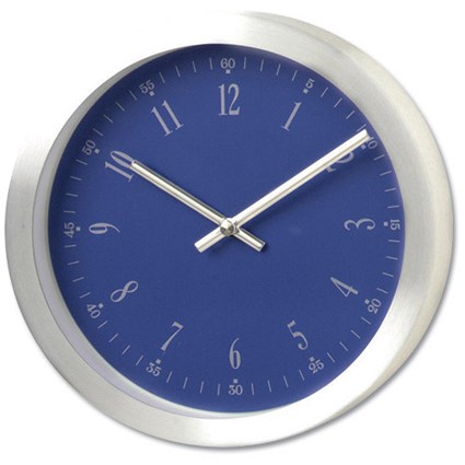 Wall Clock Brushed Aluminium Case Diameter 300mm