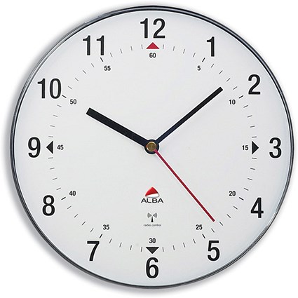 Alba Pilottime Clock Radio Controlled with Plastic Lens and Case Diameter 250mm