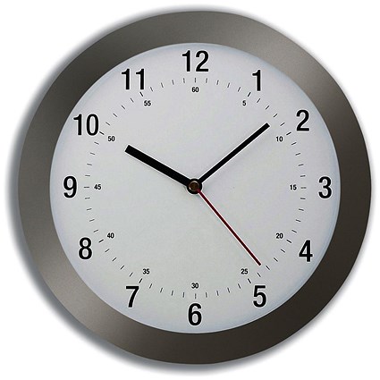 5 Star Wall Clock Radio Controlled Diameter 300mm Grey